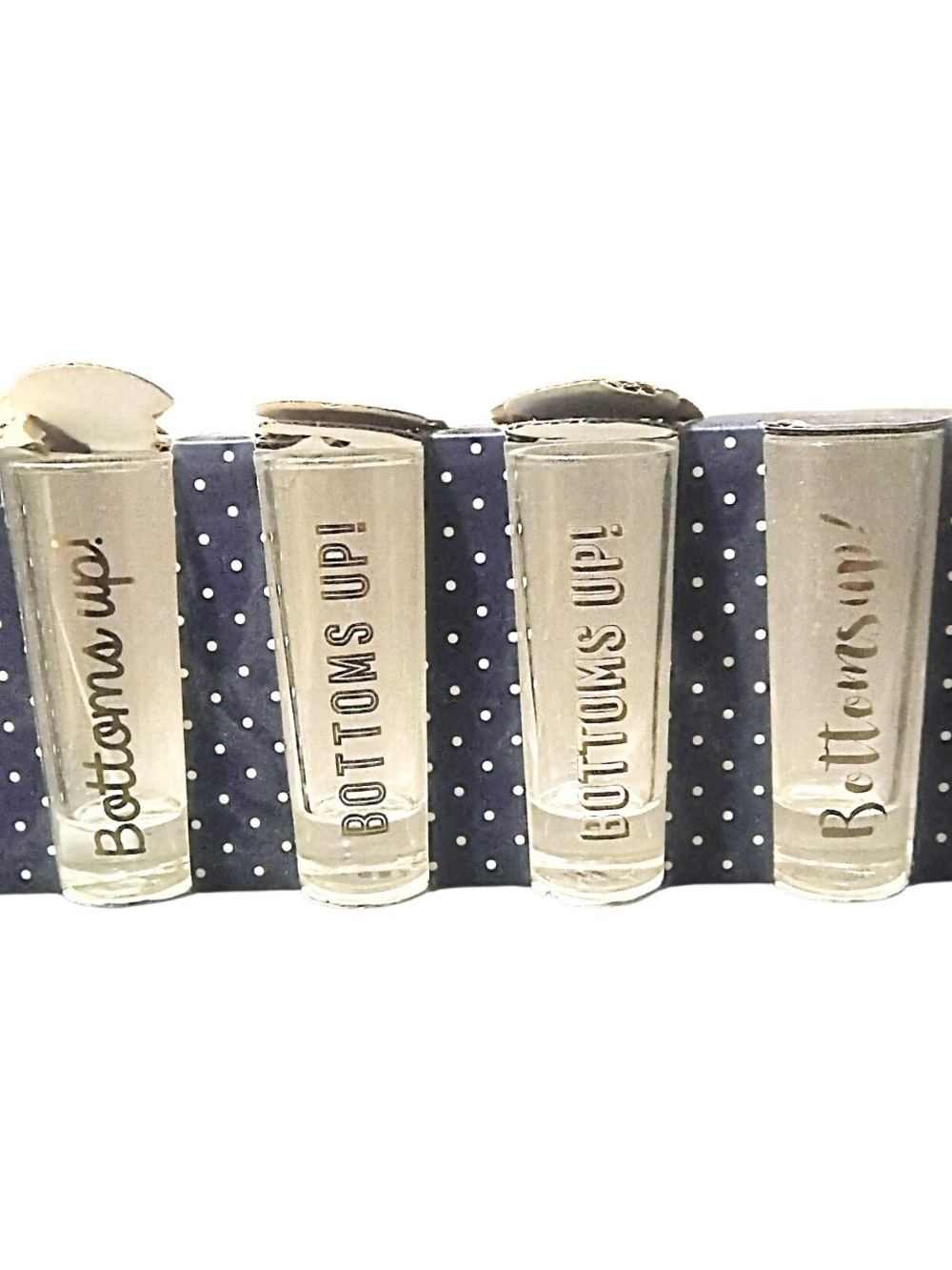 Set of 4 Bottoms Up! Tall Shooter Shot Glass Set - Clear Glass (4-Pack)